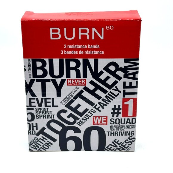 Burn 60 3 Resistance Bands Light/Medium/Heavy, Grey/Black/Red - Picture 5 of 13